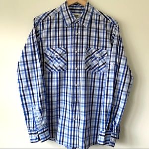 Paper Denim & Cloth Blue Plaid Shirt Men’s M